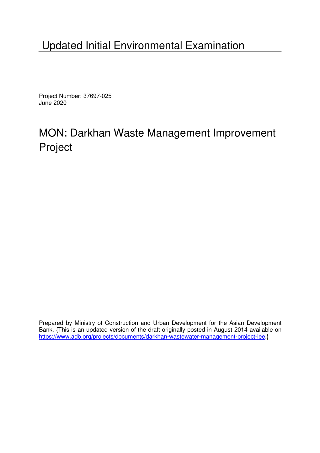 37697-025: Darkhan Wastewater Management Project