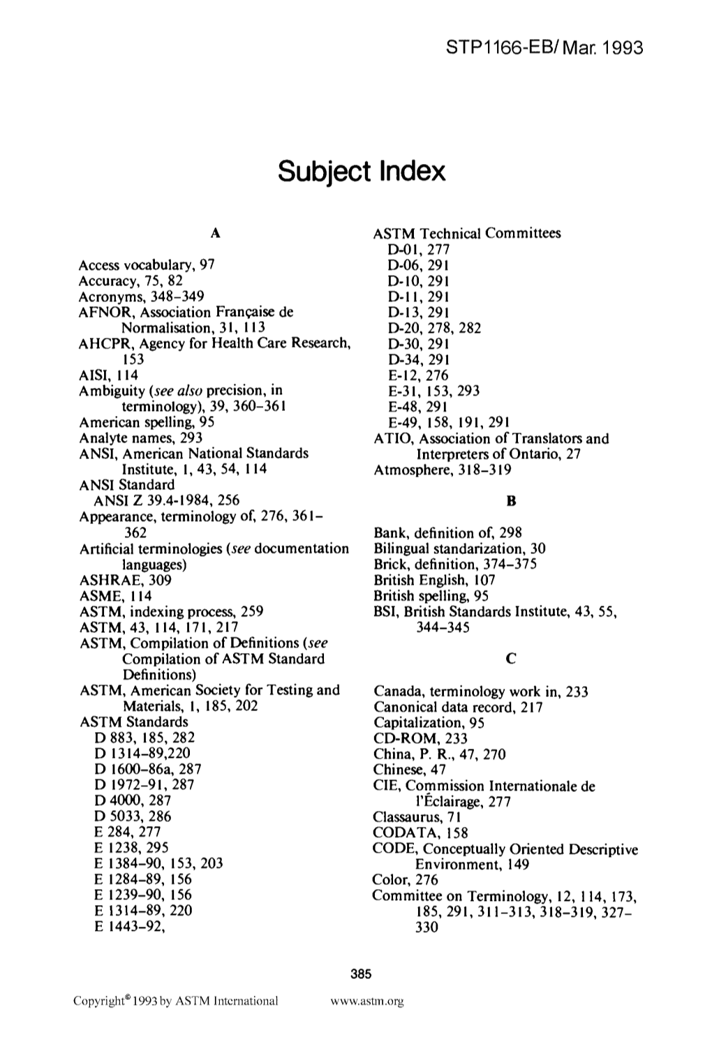 Subject Index