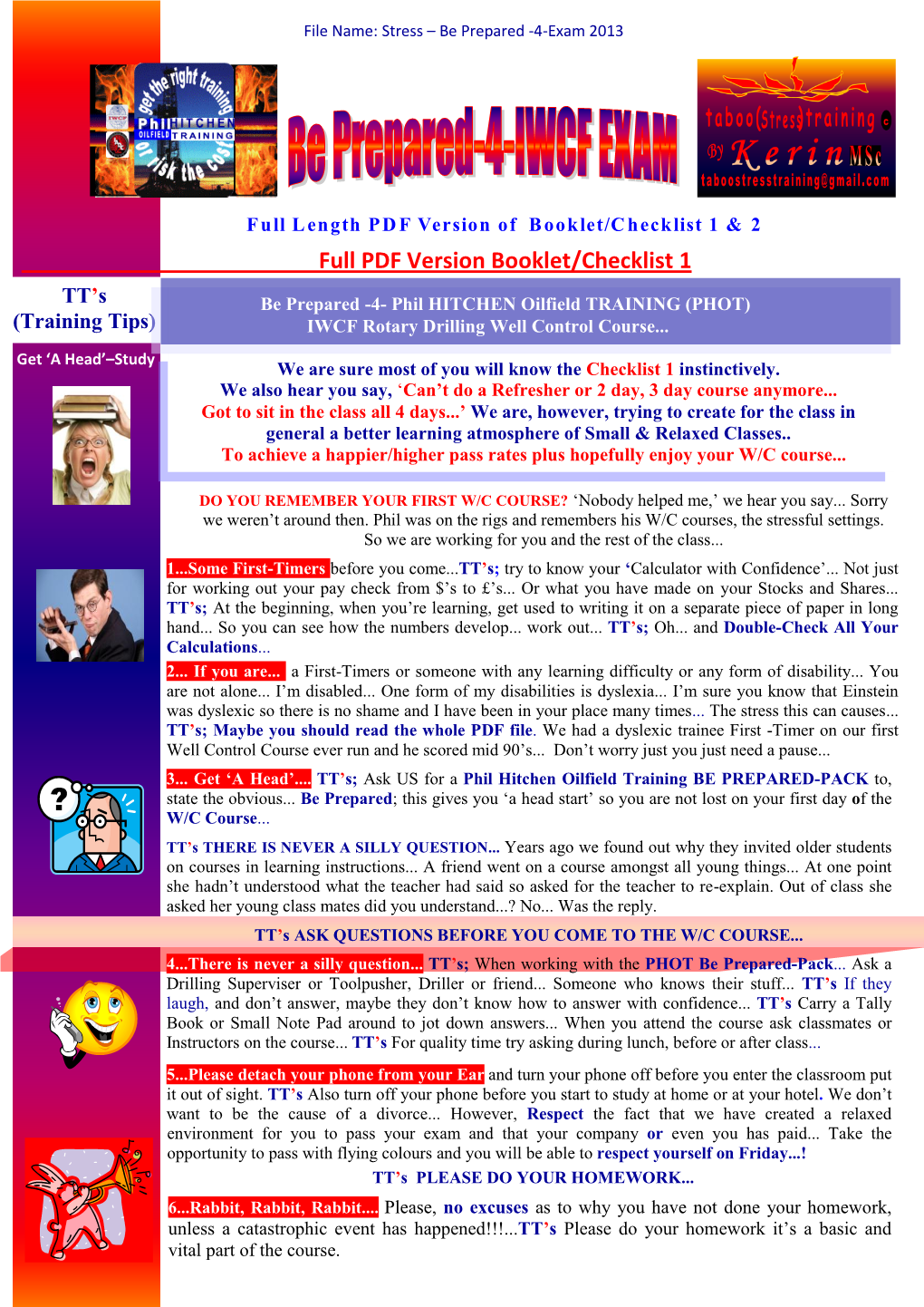 Full PDF Version Booklet/Checklist 1