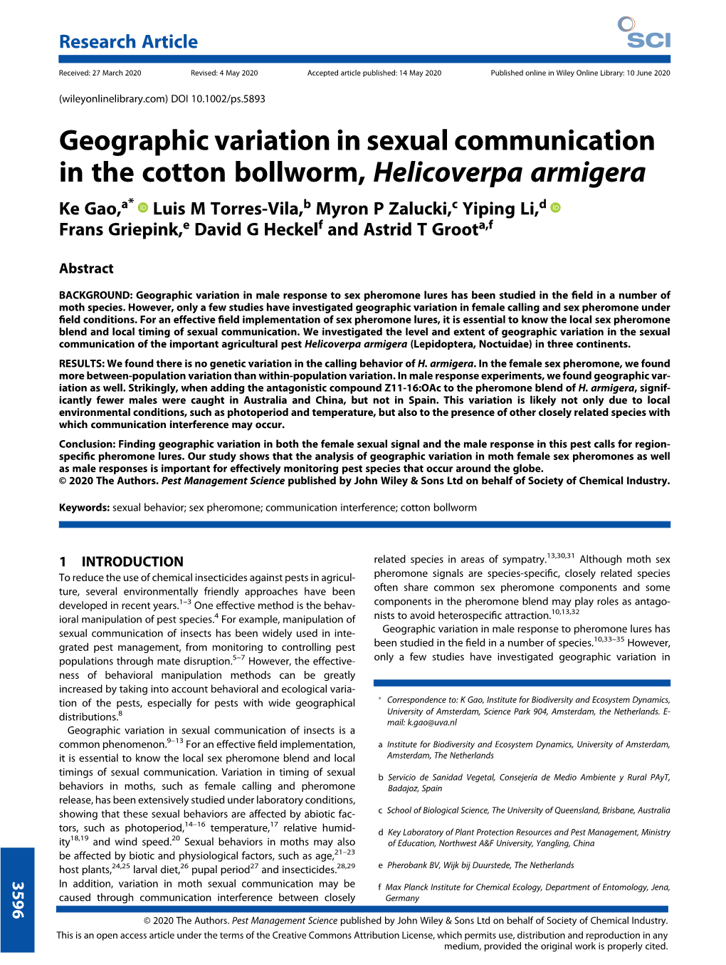 Geographic Variation in Sexual Communication in the Cotton
