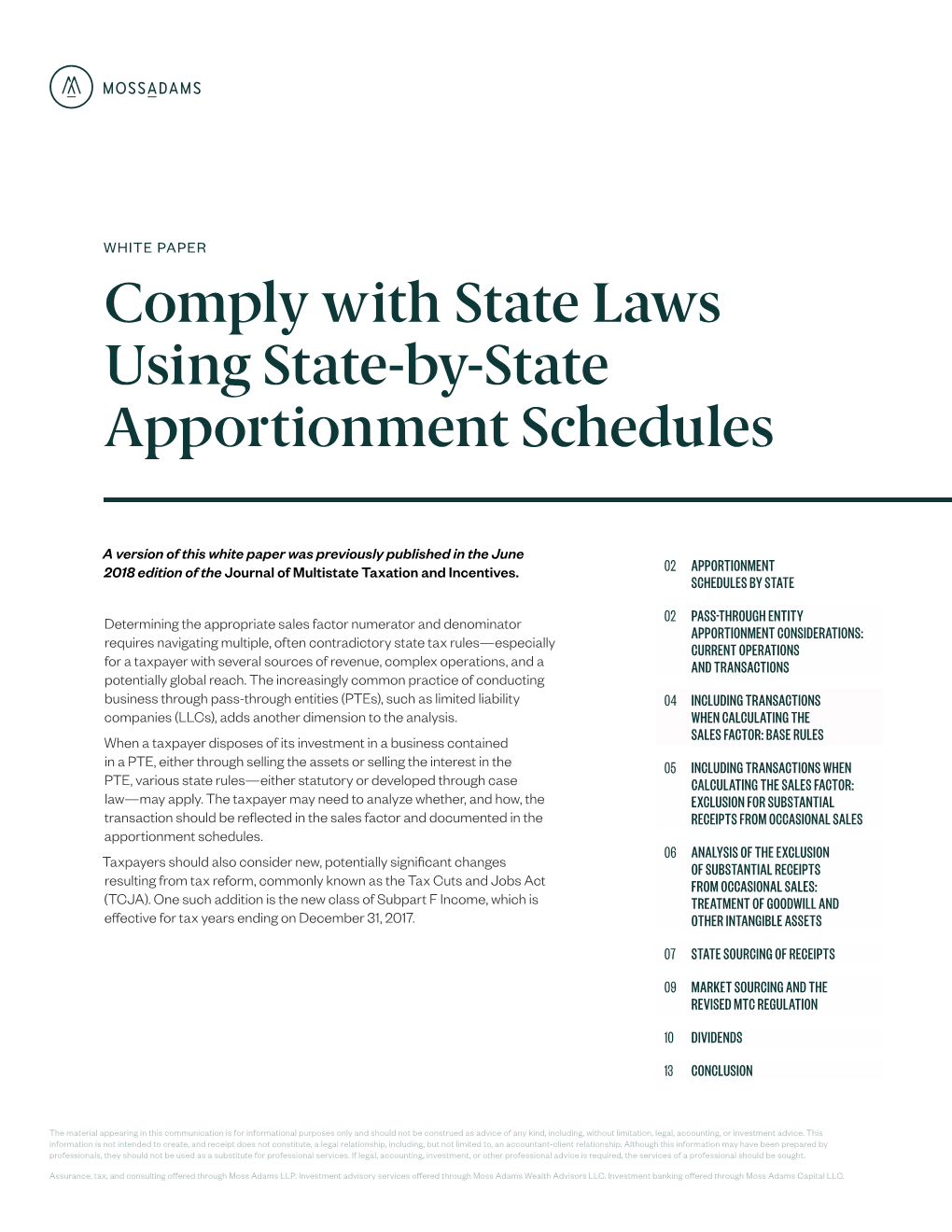 Comply with State Laws Using State-By-State Apportionment Schedules