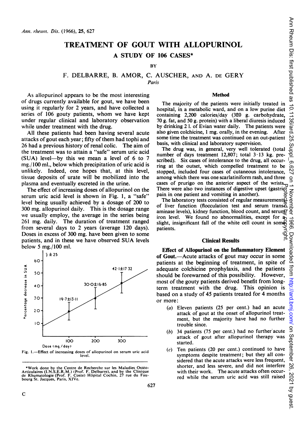 Treatment of Gout with Allopurinol a Study of 106 Cases*