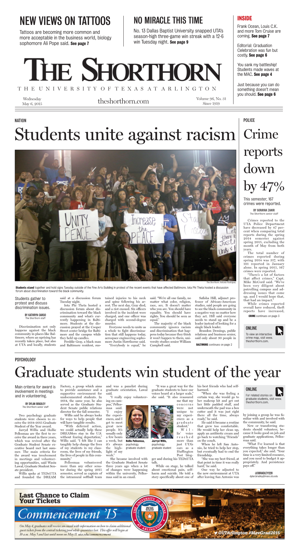 Students Unite Against Racism Crime Reports Down by 47% This Semester, 167 Crimes Were Reported