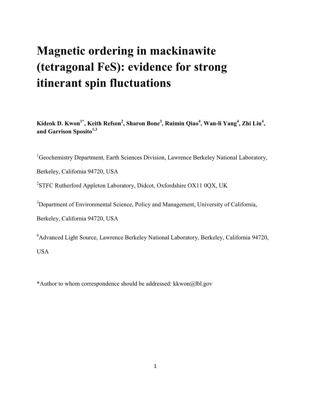 Magnetic Ordering in Mackinawite (Tetragonal Fes): Evidence for Strong Itinerant Spin Fluctuations