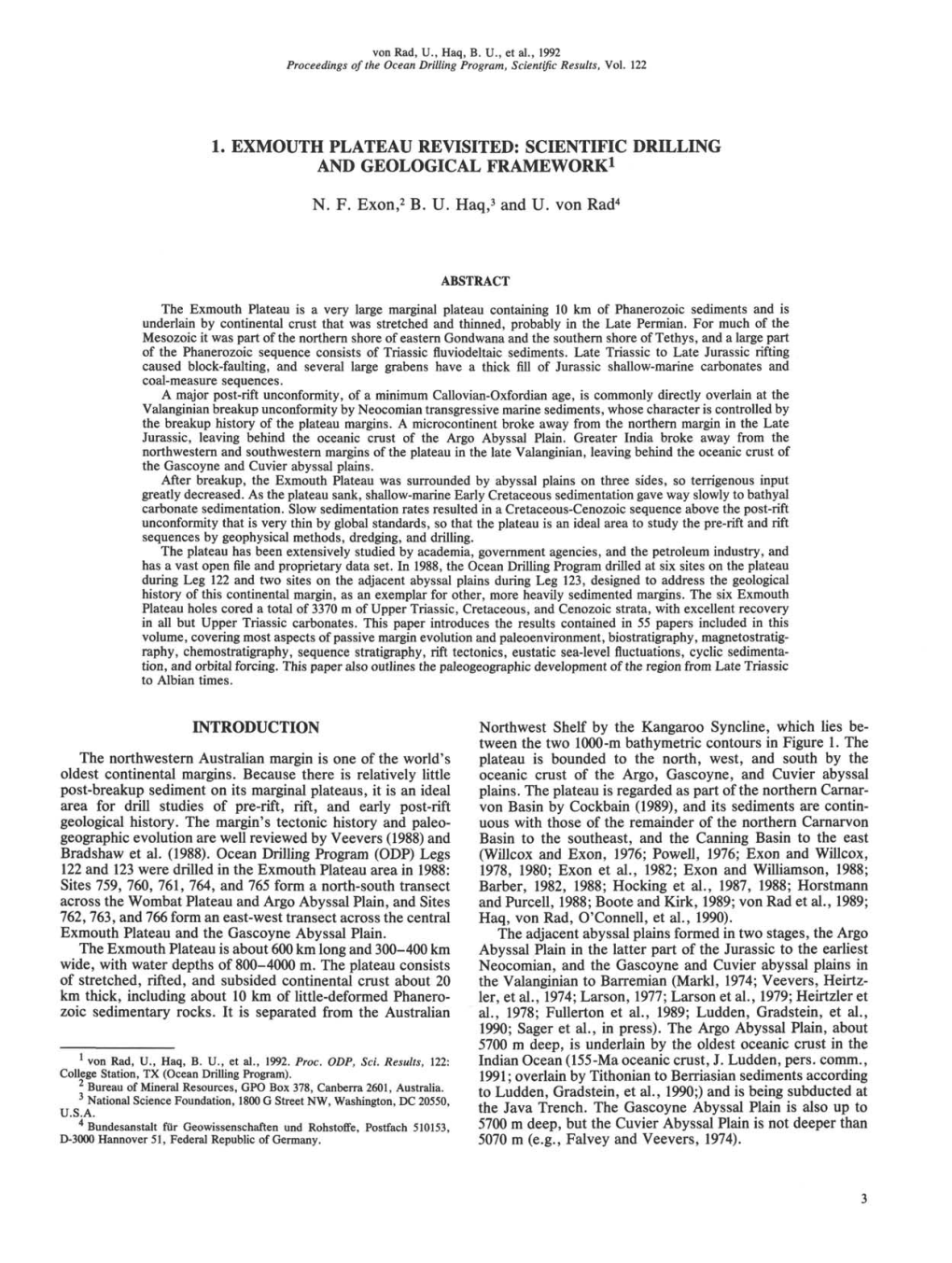 1. Exmouth Plateau Revisited: Scientific Drilling and Geological Framework1