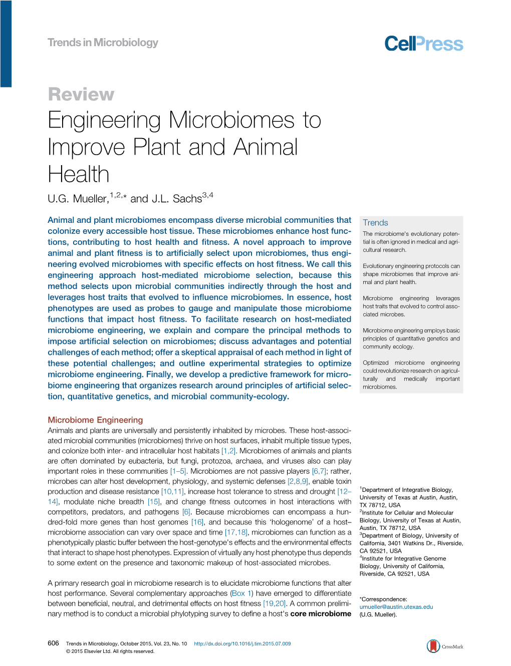 Engineering Microbiomes to Improve Plant and Animal Health