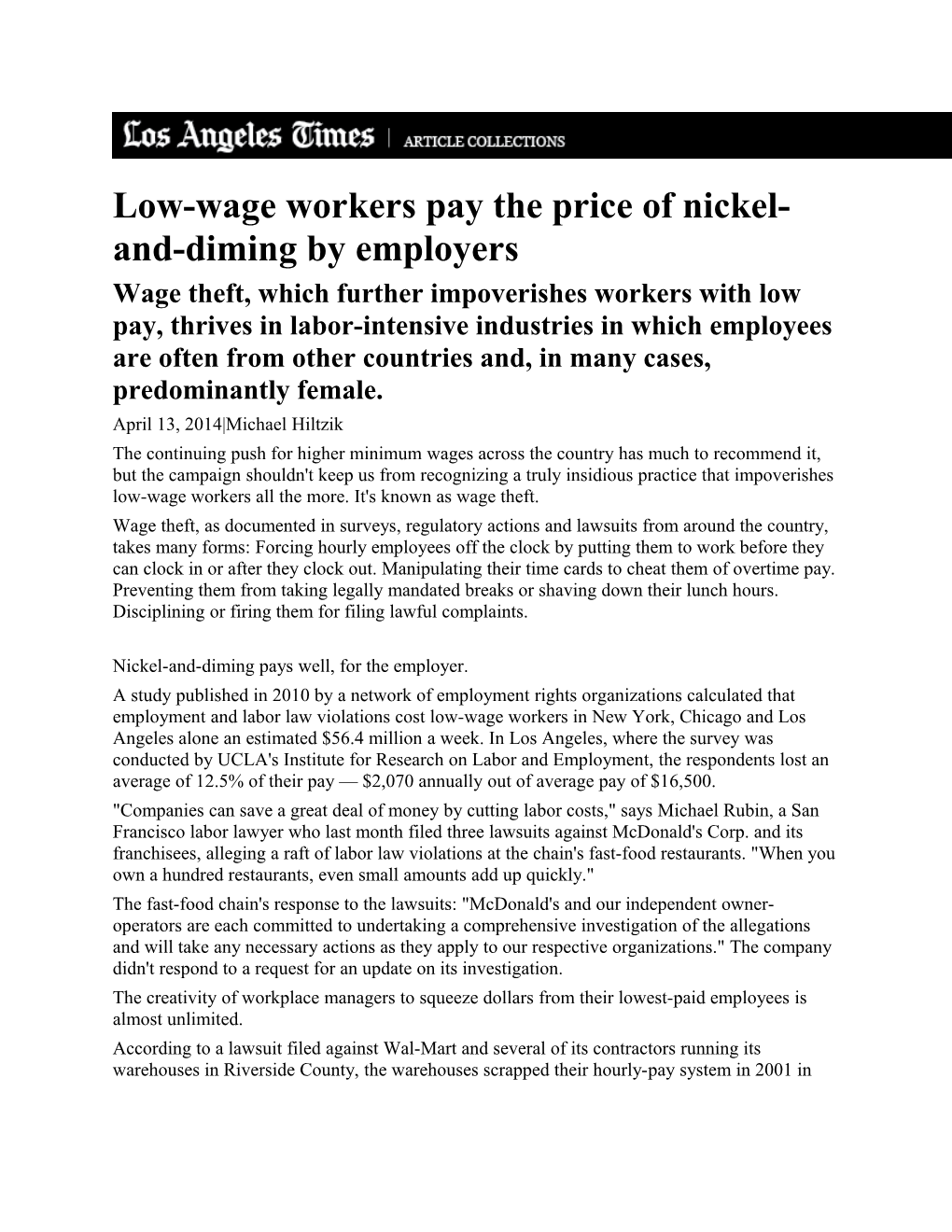 Low-Wage Workers Pay the Price of Nickel-And-Diming by Employers