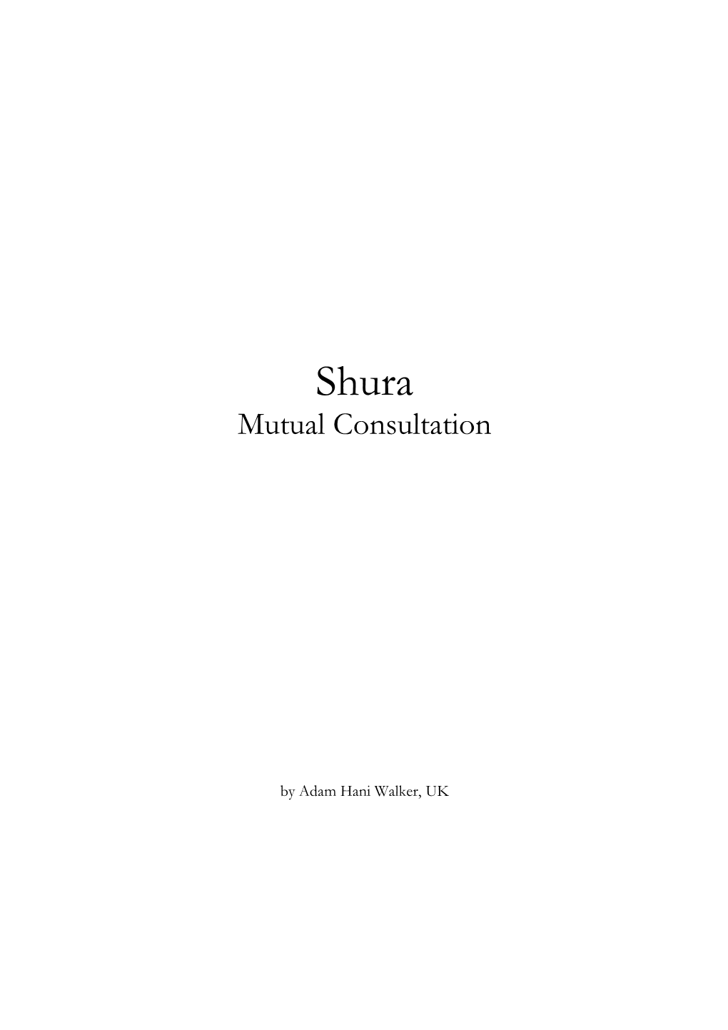 Shura Mutual Consultation