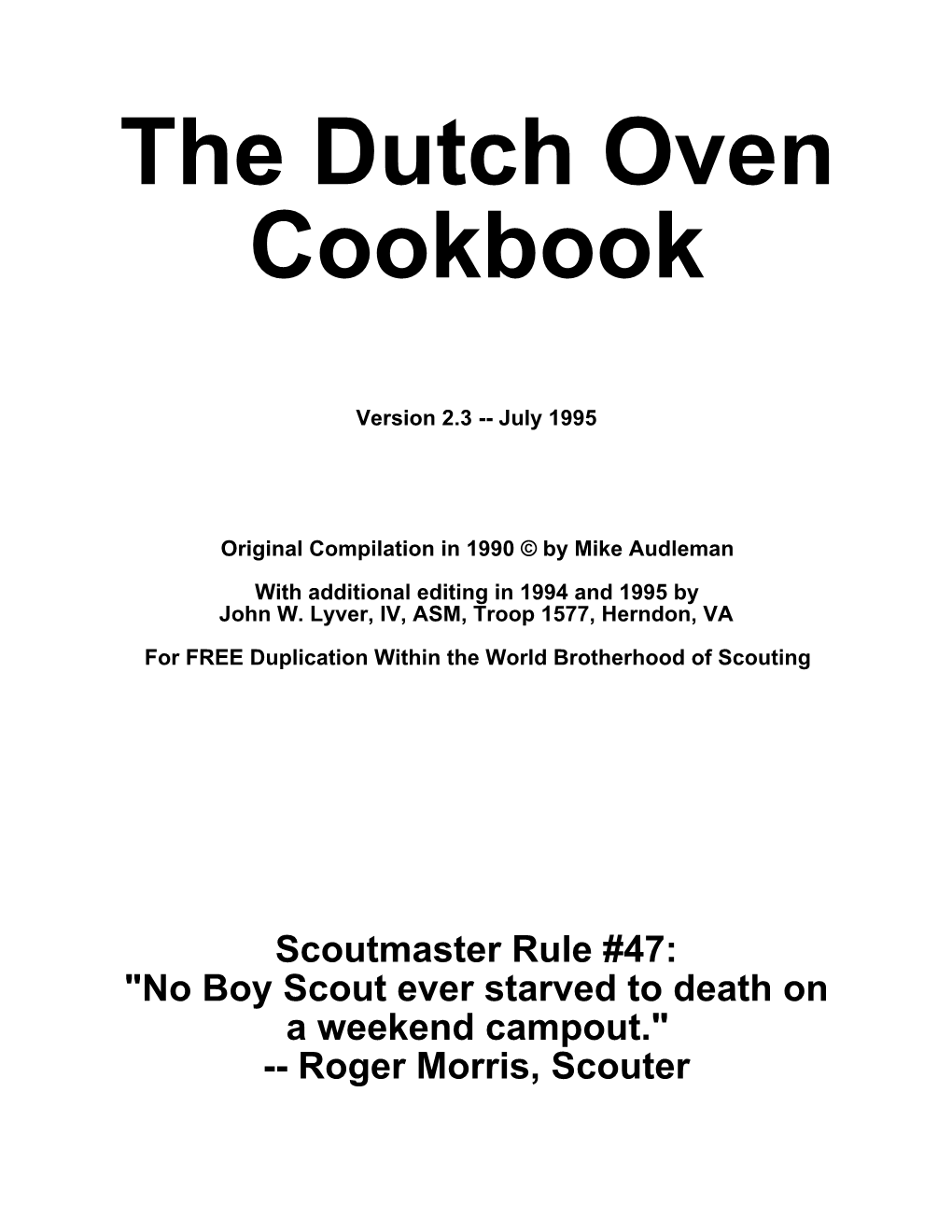 The Dutch Oven Cookbook, by John Lyver