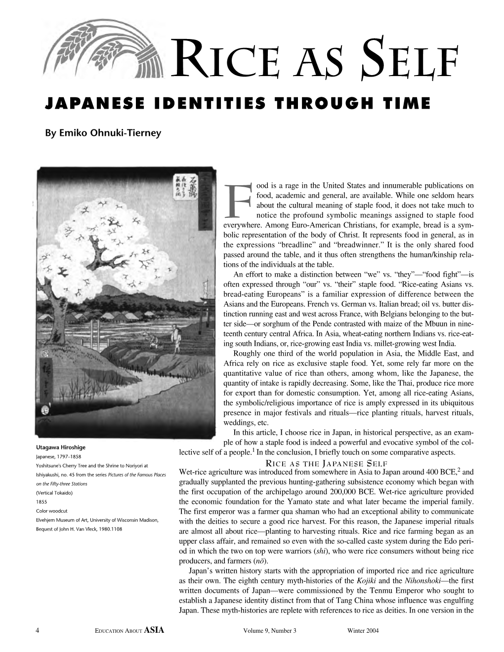 Rice As Self: Japanese Identities Through Time