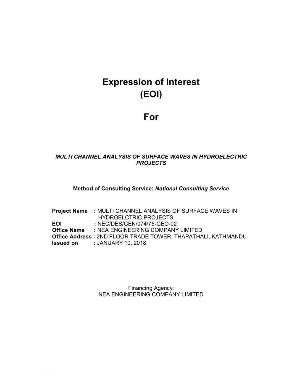 Expression of Interest (EOI)