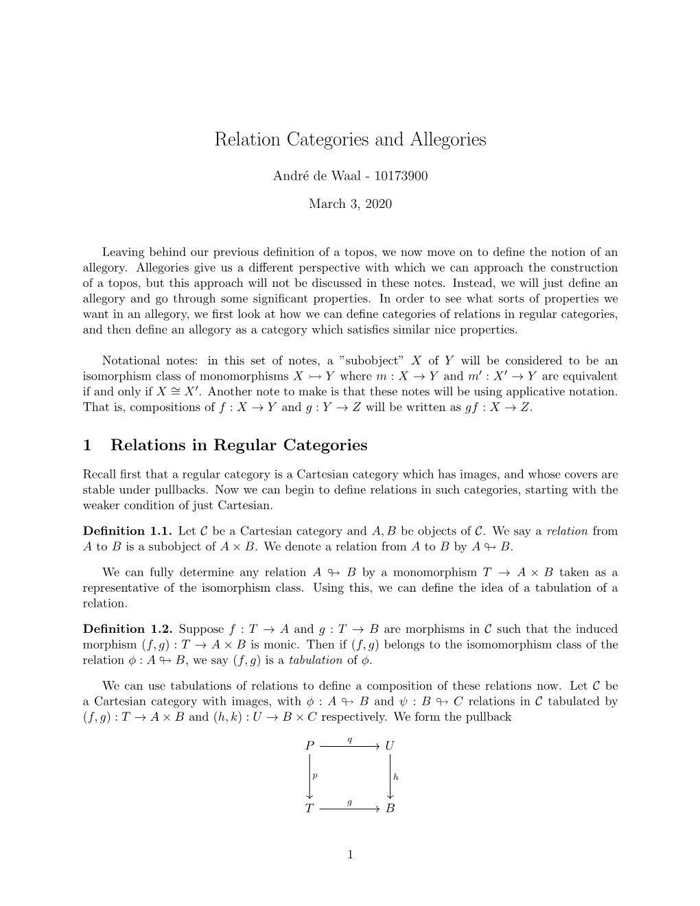 Relation Categories and Allegories