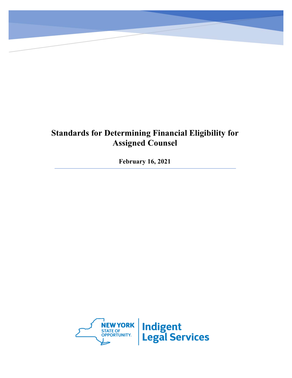 Standards for Determining Financial Eligibility for Assigned Counsel