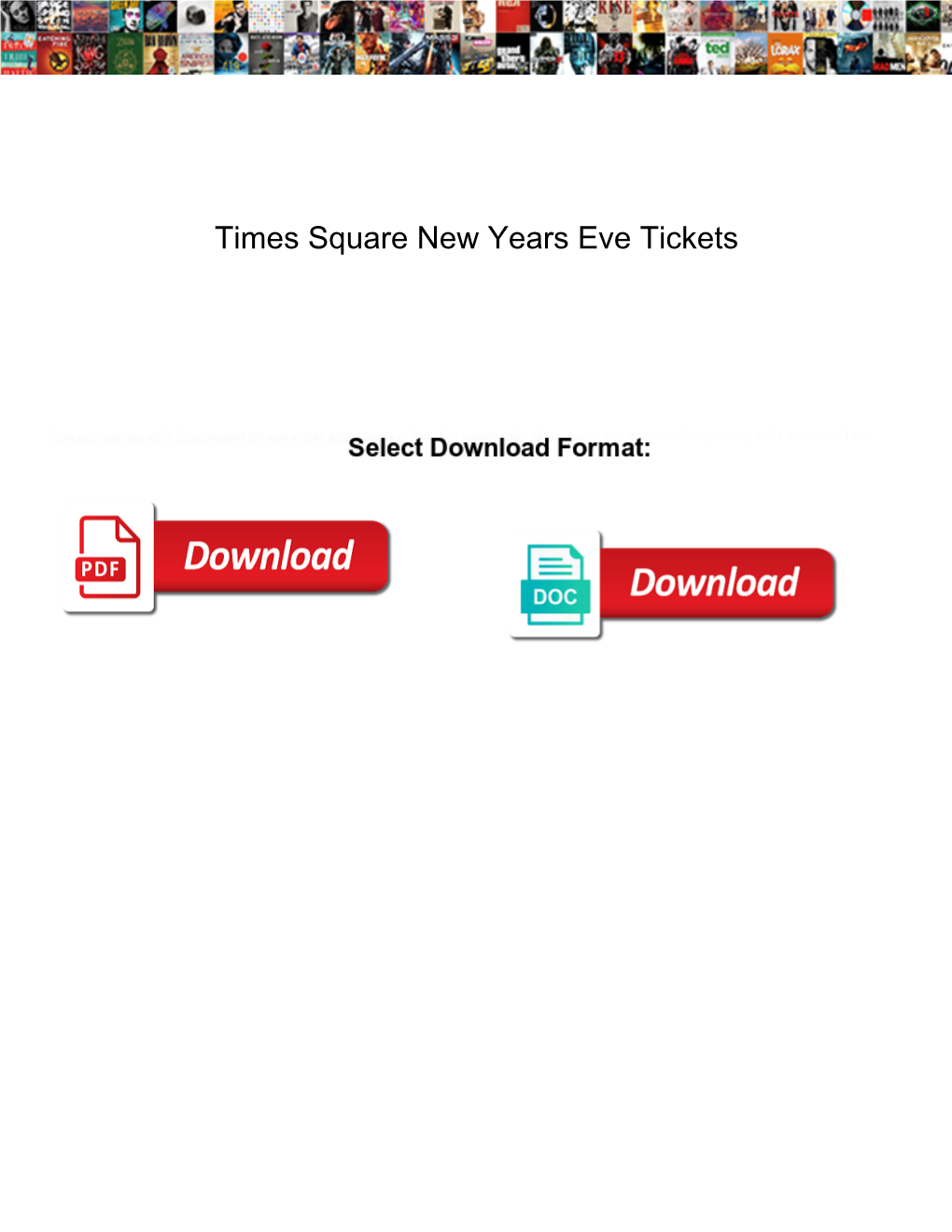 Times Square New Years Eve Tickets