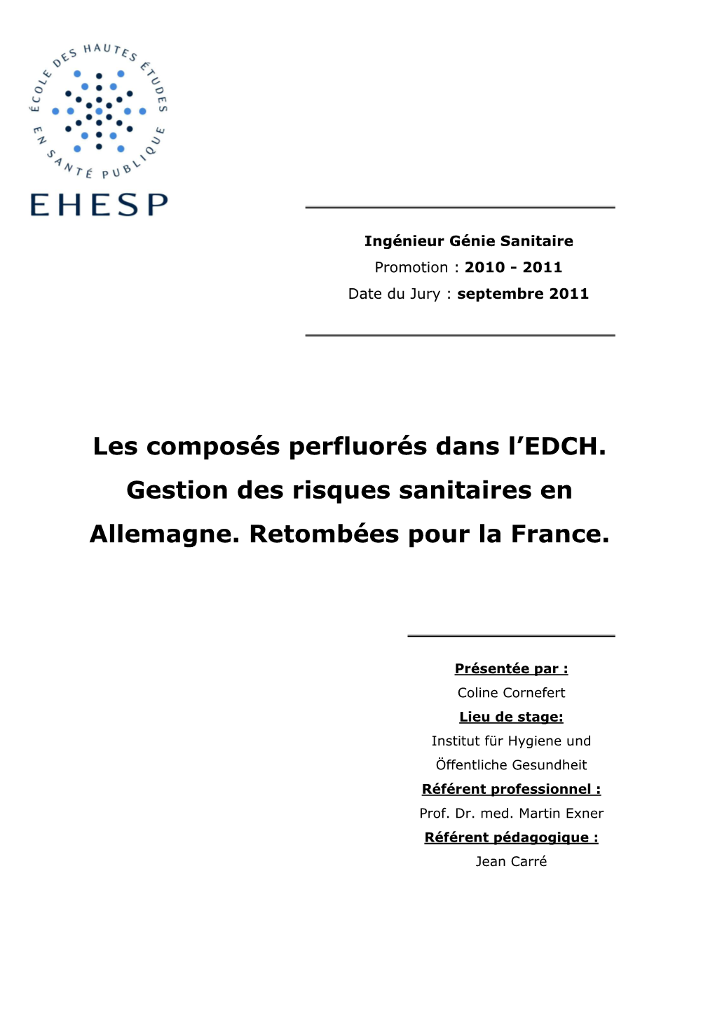 Les Composés Perfluorés Dans L'edch. Gestion Des Risques