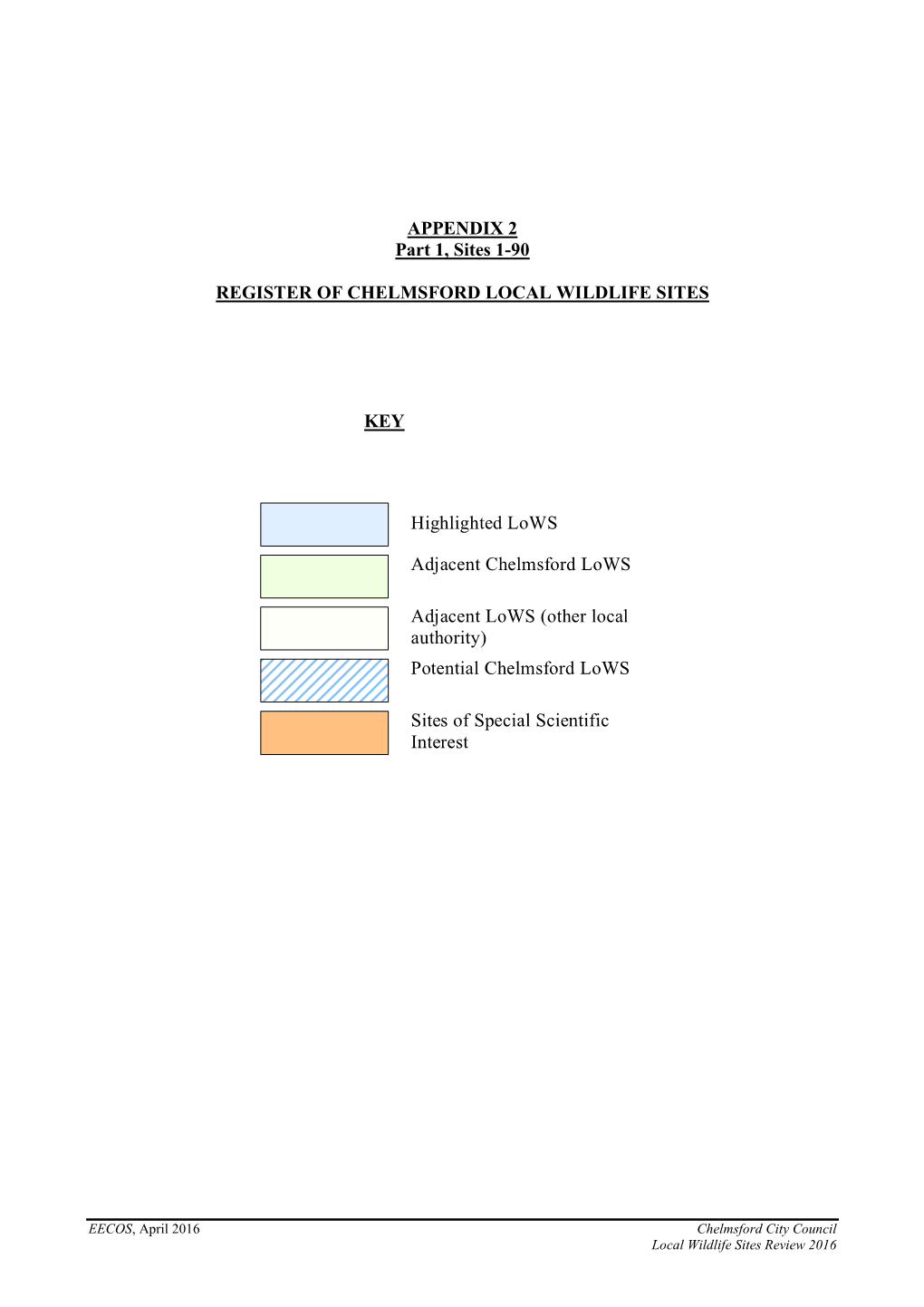 Local Wildlife Site Review 2016 Appendix 2 Sites 1-90