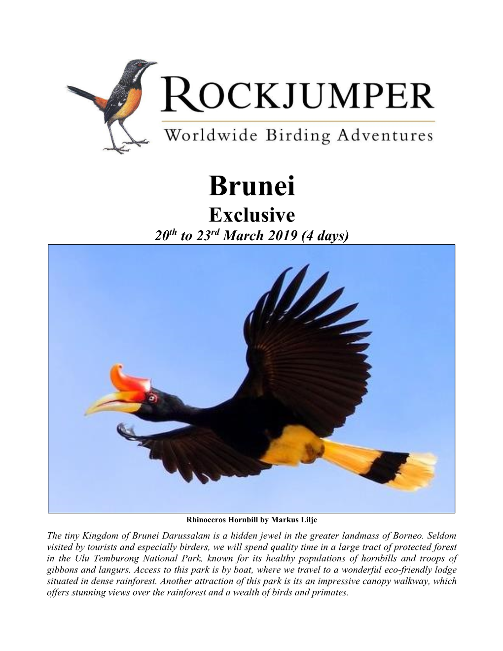 Brunei Exclusive 20Th to 23Rd March 2019 (4 Days)