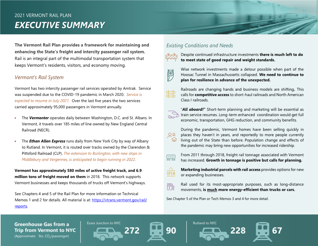 2021 Vermont Rail Plan Executive Summary 00