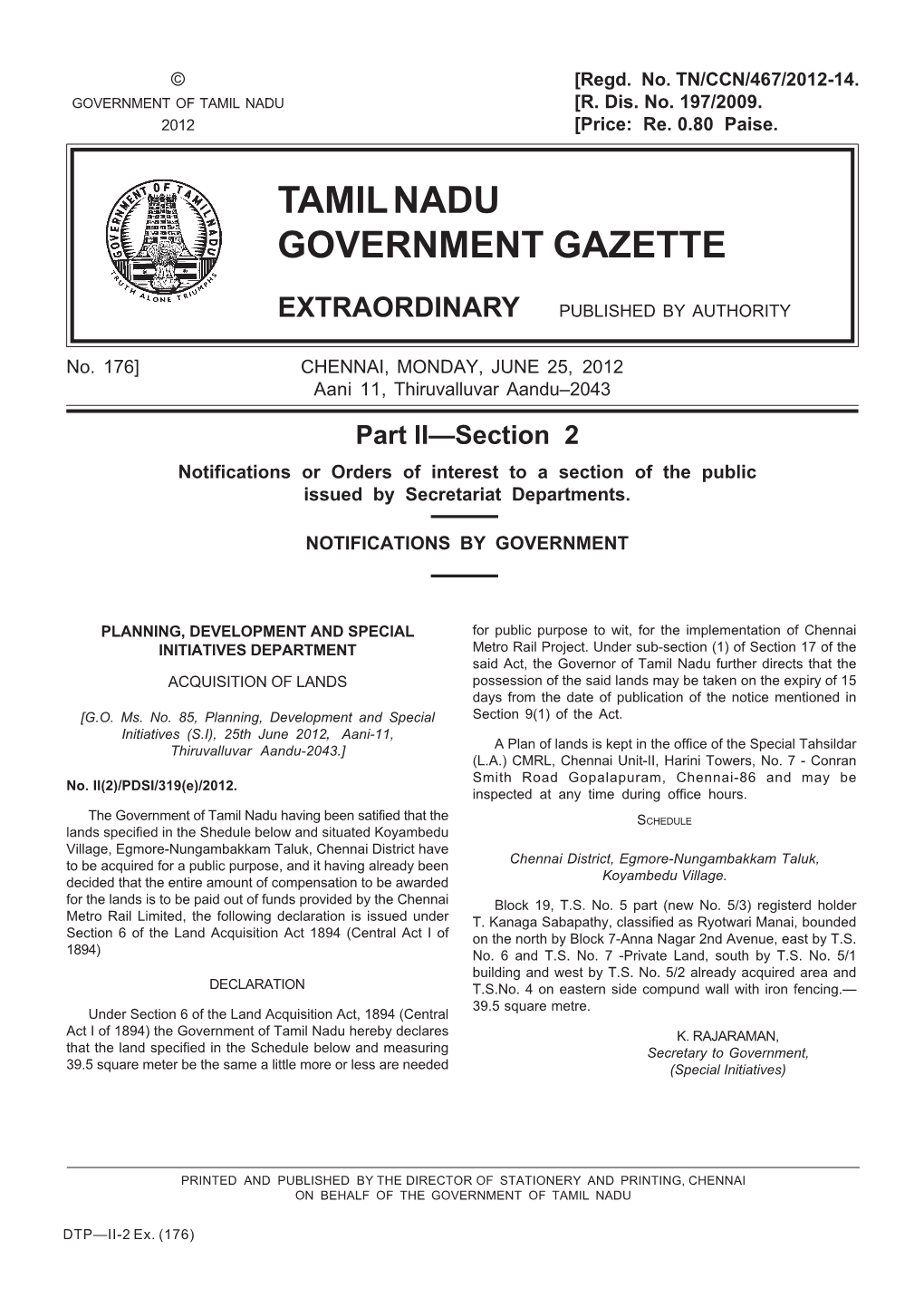 Tamil Nadu Government Gazette