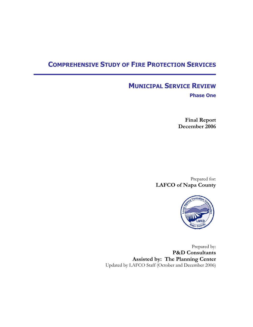 MUNICIPAL SERVICE REVIEW Phase One