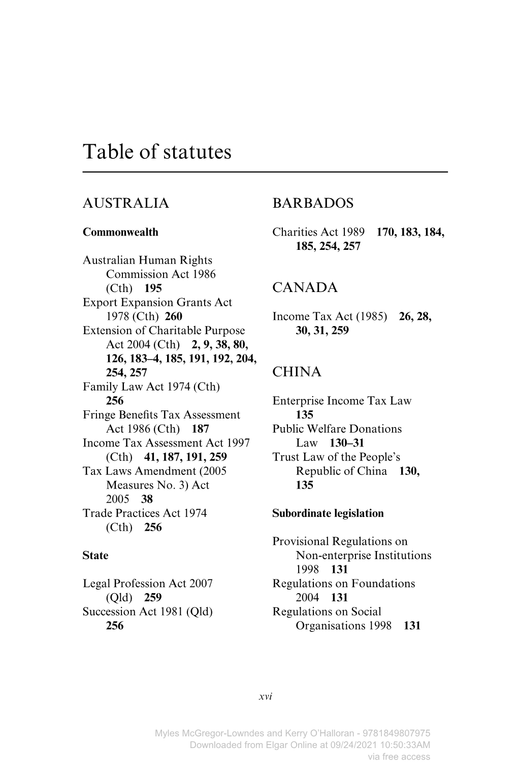 M2389 - MCGREGOR PRINT.Indd Xvi 23/9/10 14:03:00 Table of Statutes Xvii