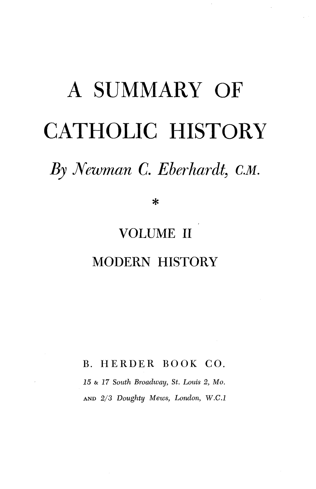 A Summary of Catholic History