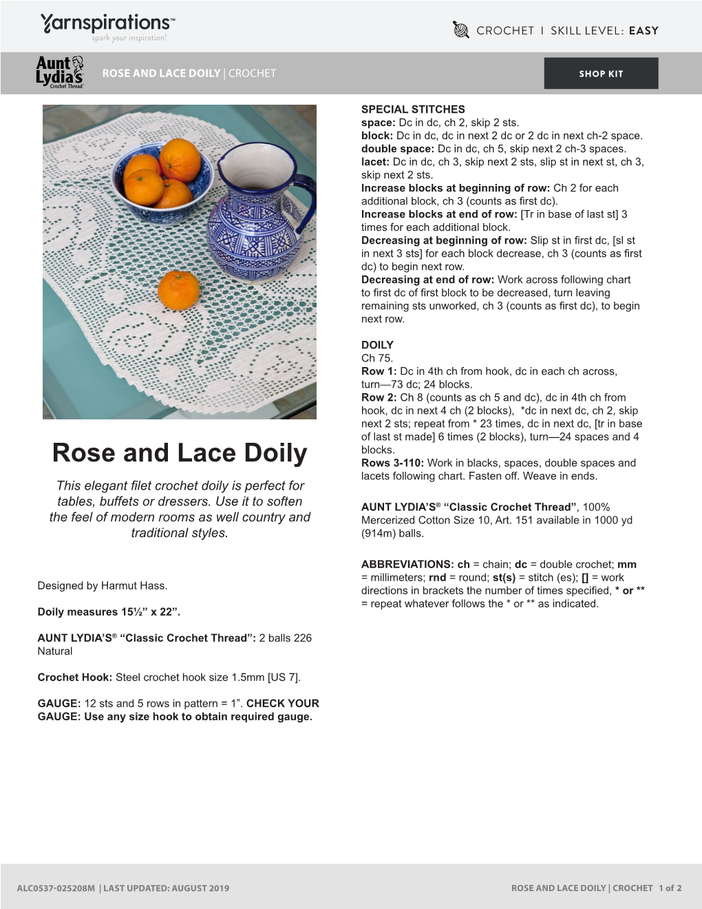 Rose and Lace Doily | Crochet Shop Kit