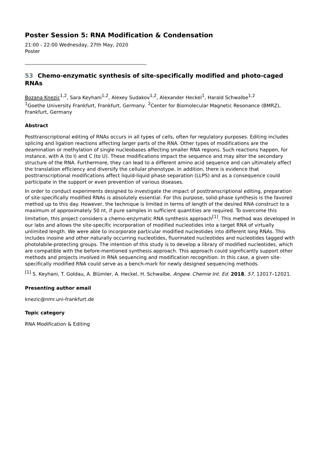 Poster Session 5: RNA Modification & Condensation