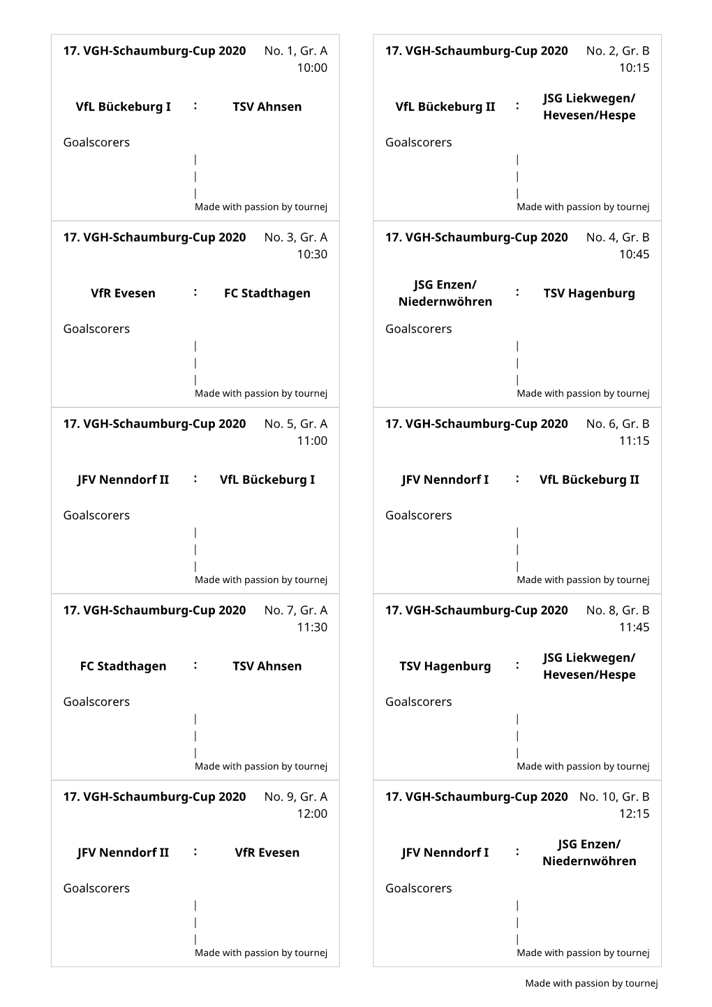 Goalscorers 17. VGH-Schaumburg-Cup 2020 No. 2