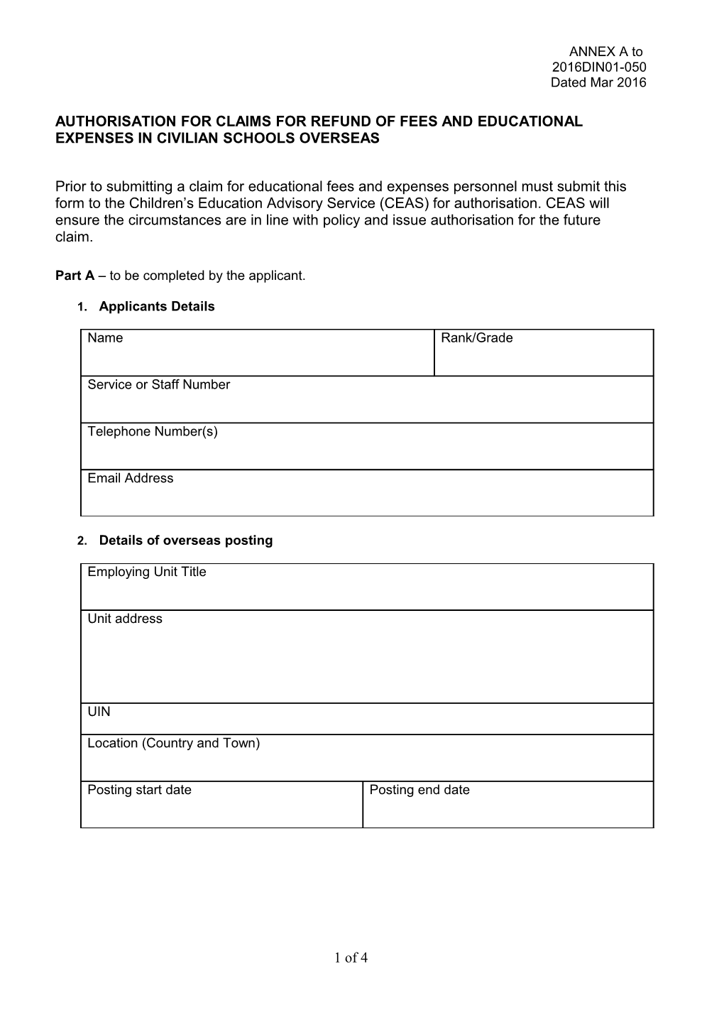 DIN 2016DIN01-050: Annex a DCYP Form 001 Authorisation