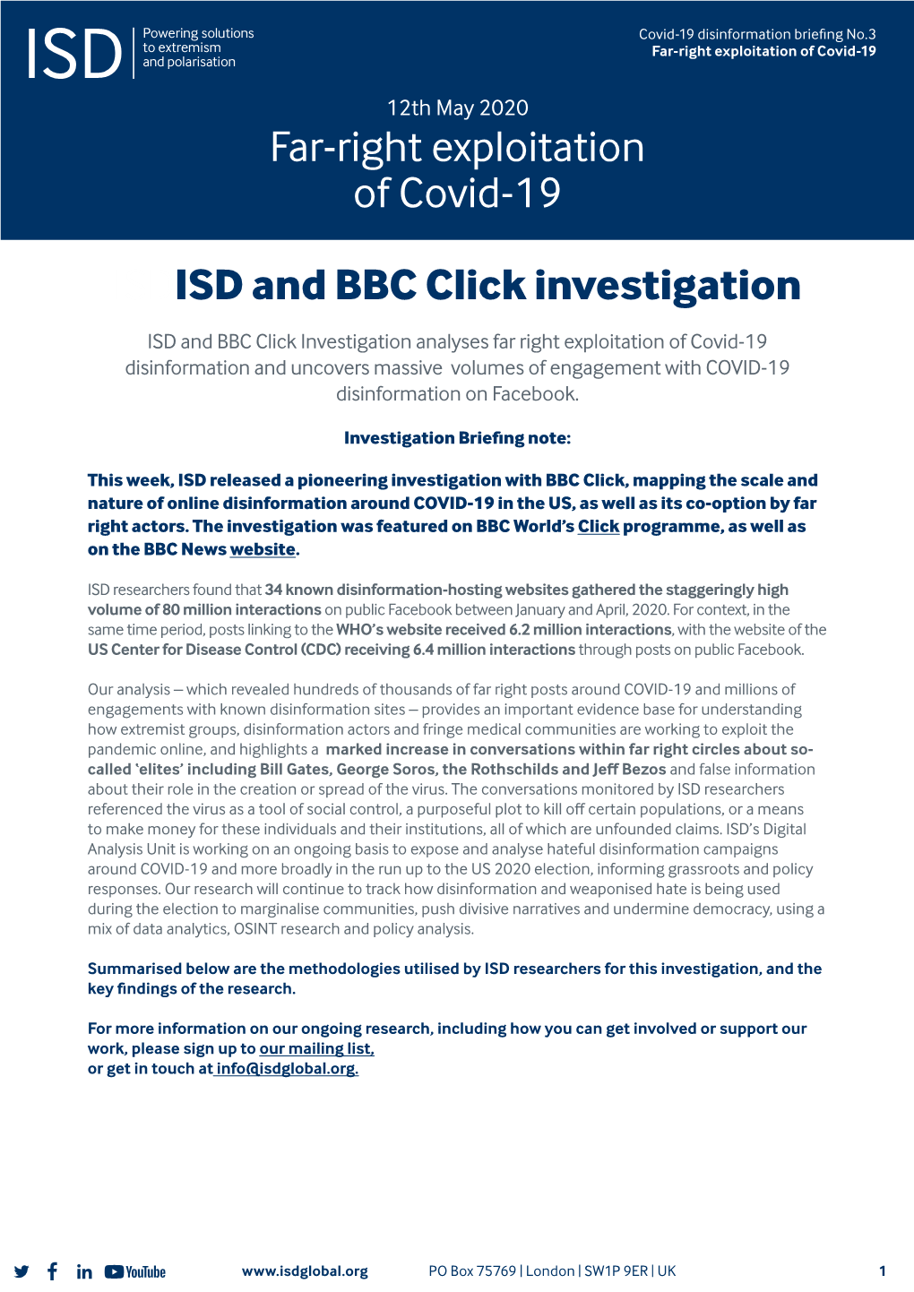 Far-Right Exploitation of Covid-19 ISDISD and BBC Click Investigation