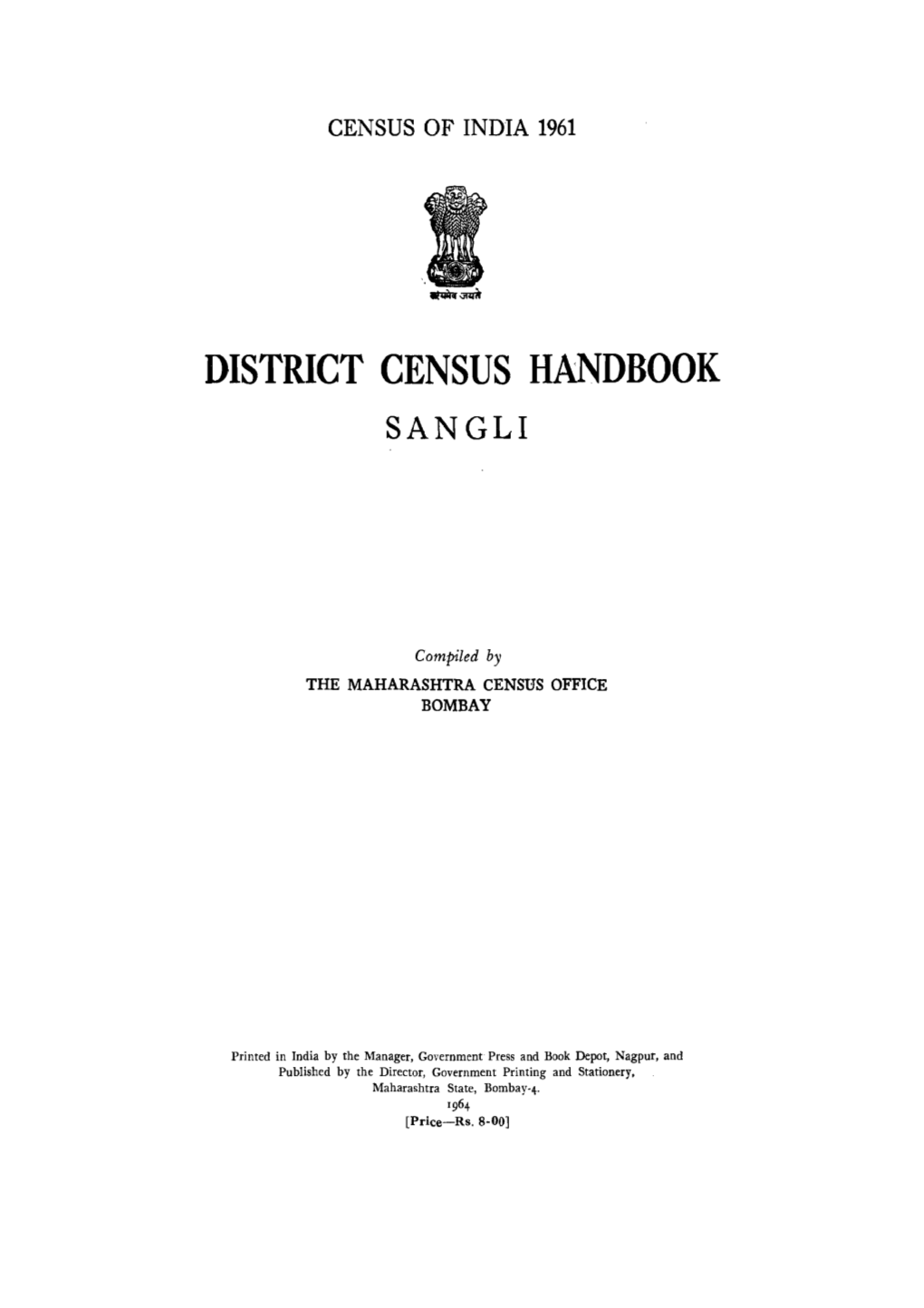 District Census Handbook, Sangli