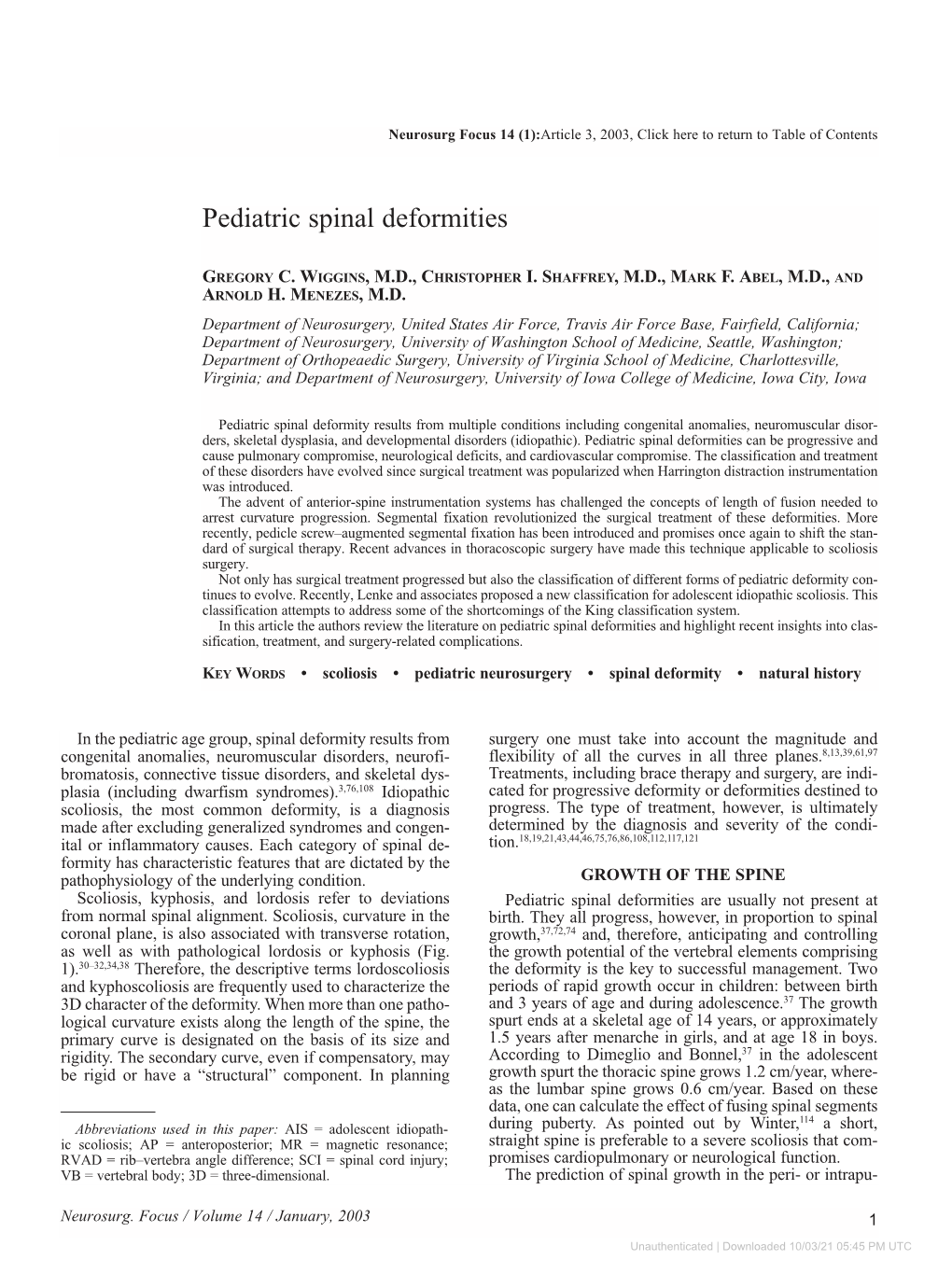 Pediatric Spinal Deformities