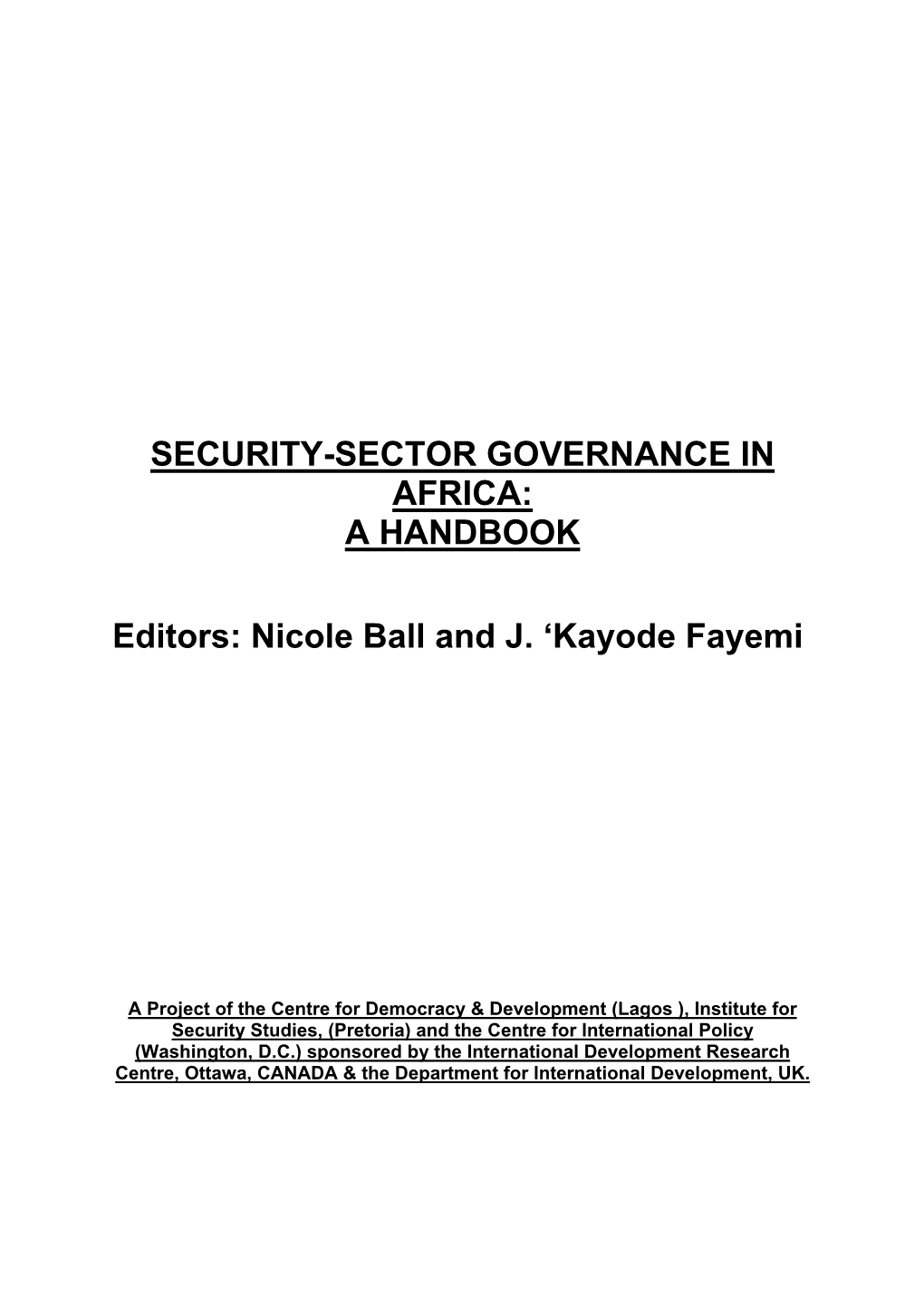 Security-Sector Governance in Africa: a Handbook