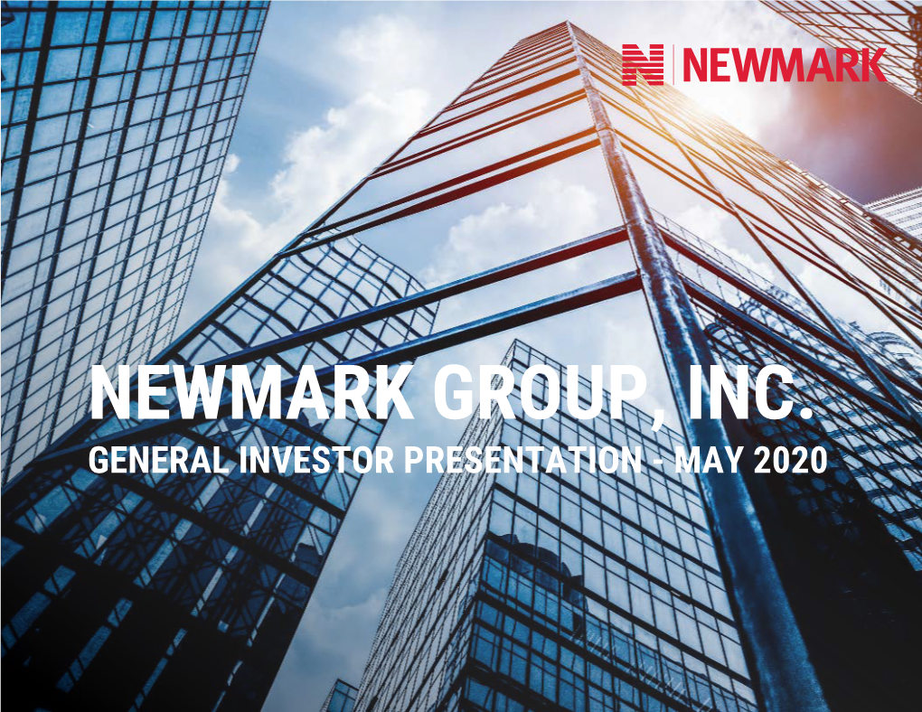 Newmark Group, Inc. General Investor Presentation - May 2020