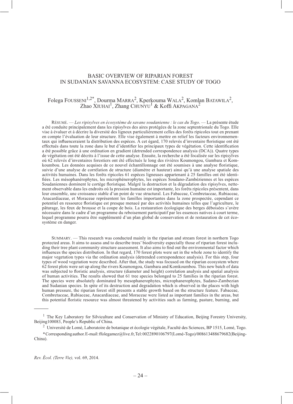 24 – Basic Overview of Riparian Forest in Sudanian Savanna Ecosystem