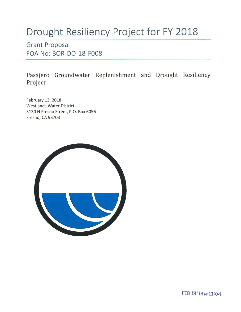 Pasajero Groundwater Replenishment and Drought Resiliency Project
