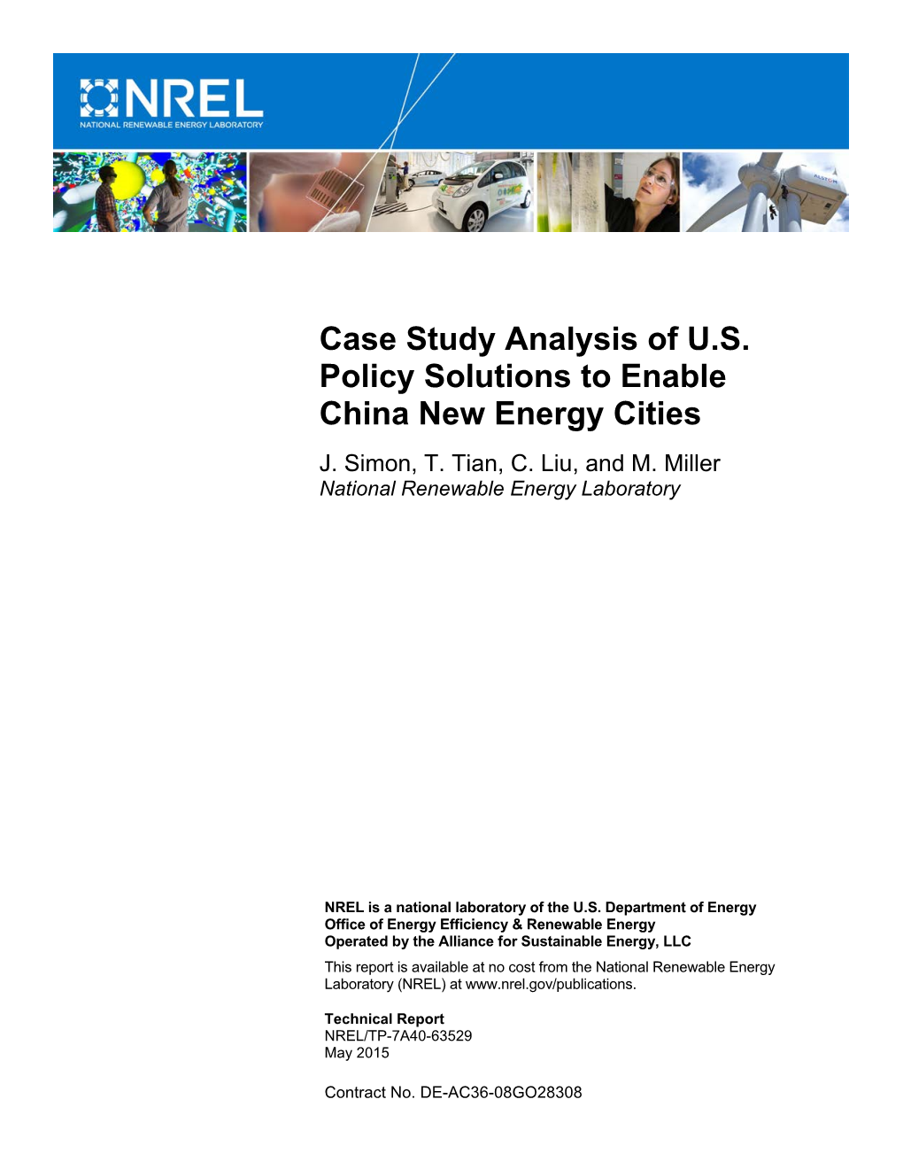 Case Study Analysis of U.S. Policy Solutions to Enable China New Energy Cities J