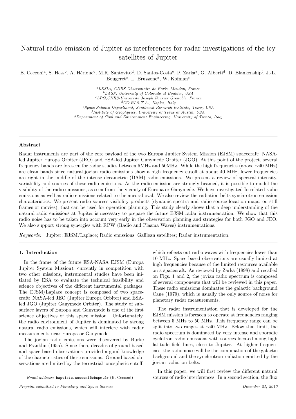 Natural Radio Emission of Jupiter As Interferences for Radar Investigations of the Icy Satellites of Jupiter