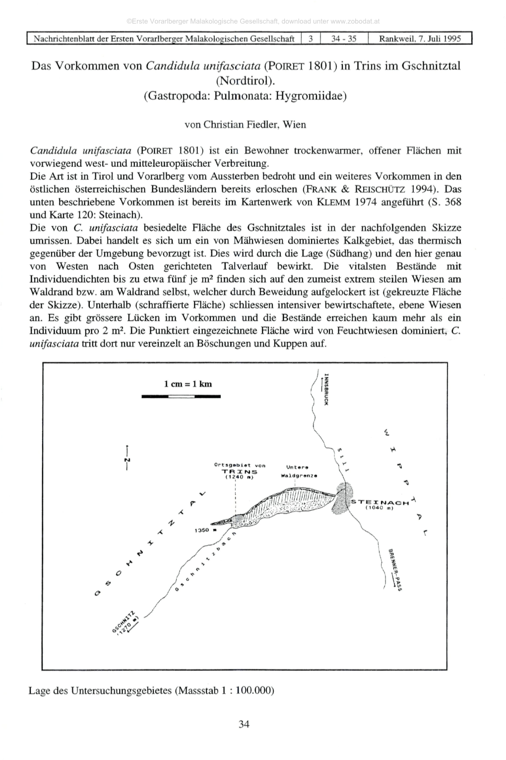 Das Vorkommen Von Candidula Unifasciata (POIRET 1801) in Trins Im Gschnitztal (Nordtirol)