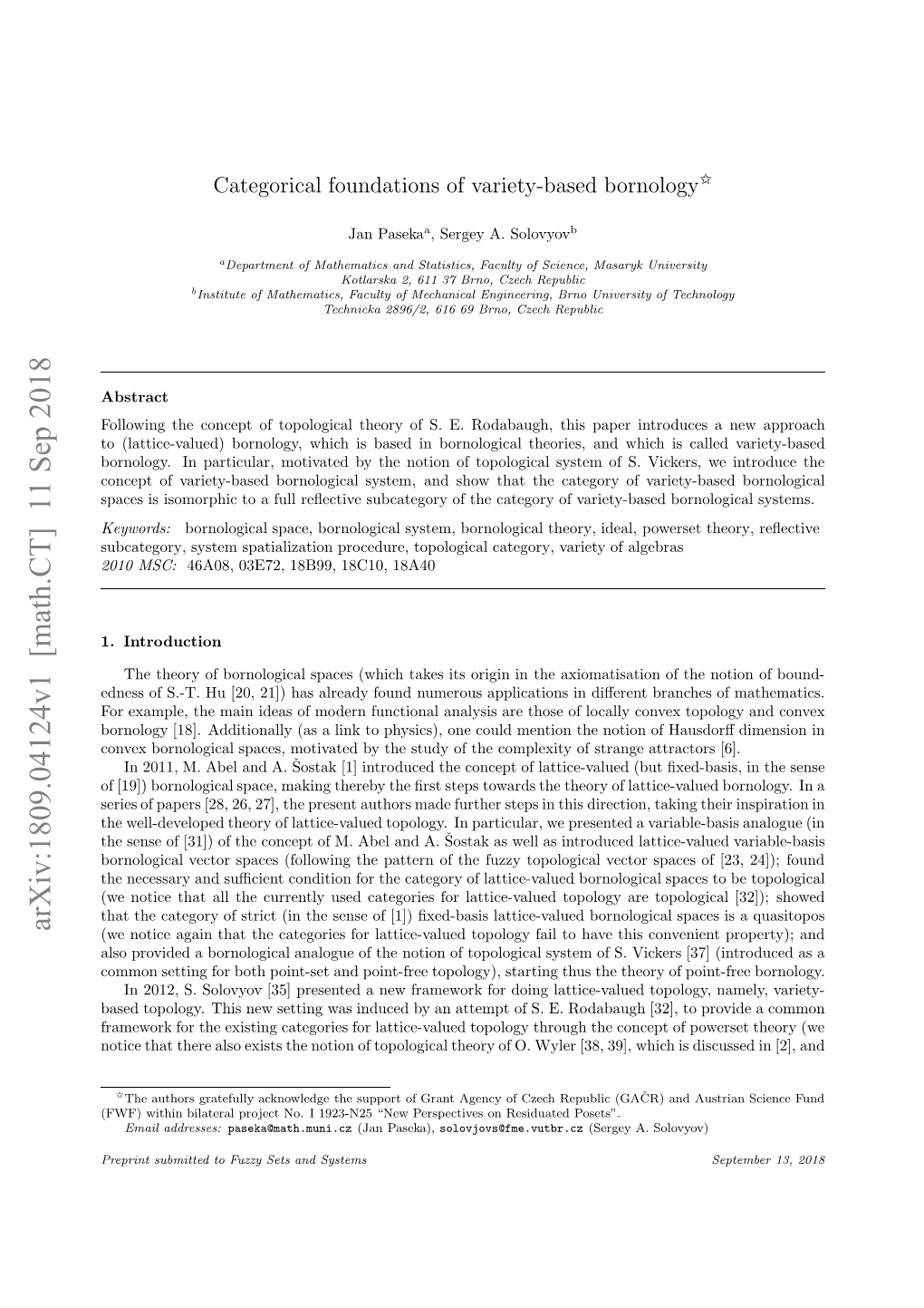 Categorical Foundations of Variety-Based Bornology