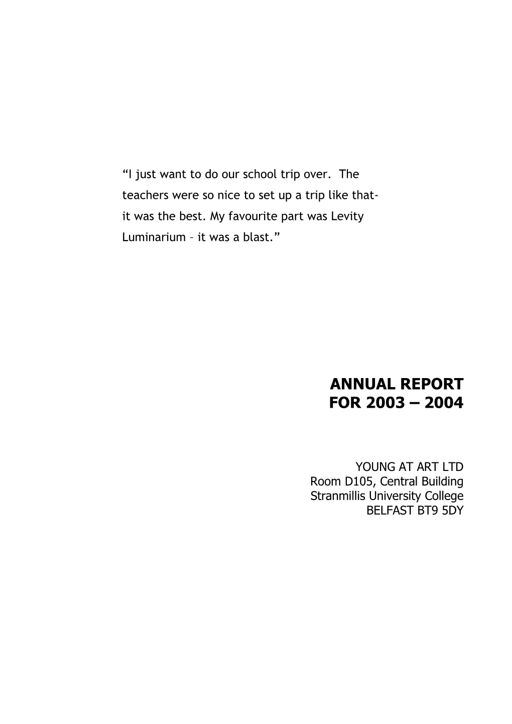 Annual Report for 2003 – 2004