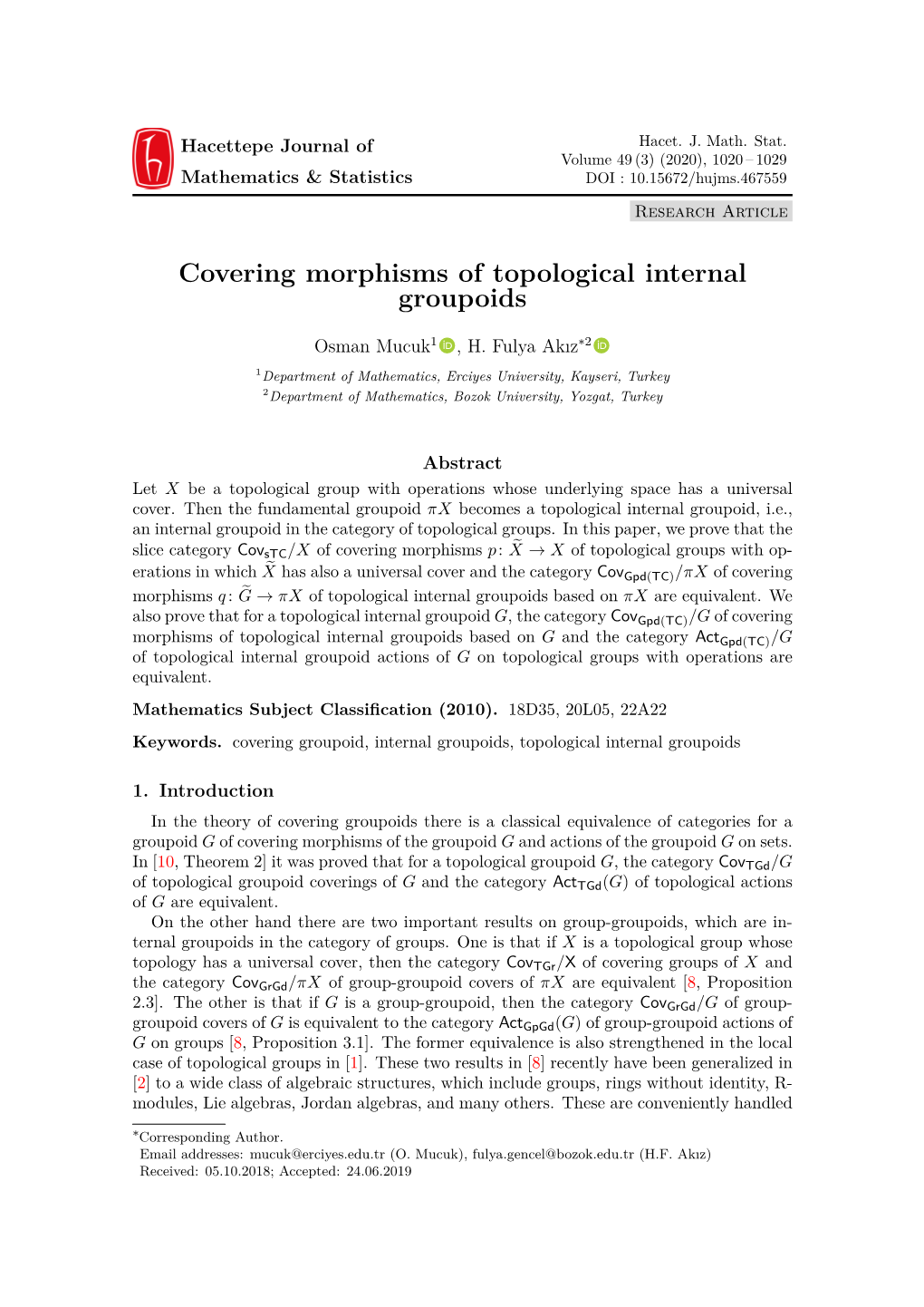 Covering Morphisms of Topological Internal Groupoids