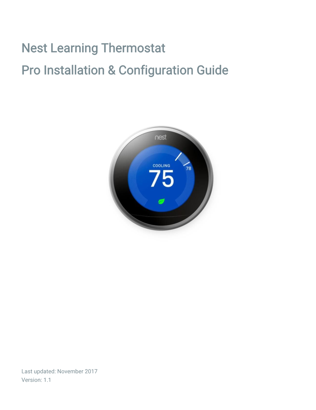 Nest Learning Thermostat Pro Installation & Configuration Guide