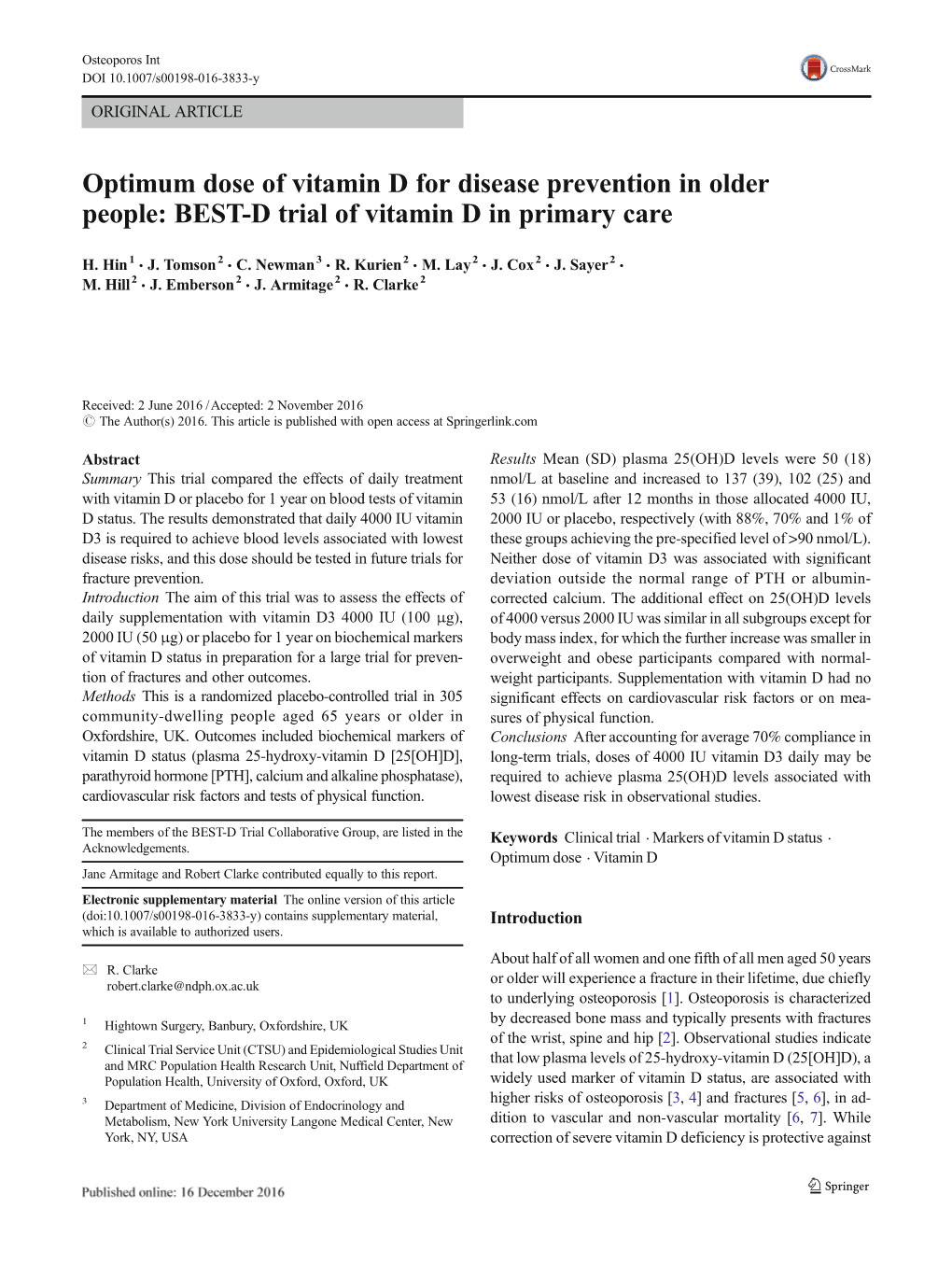 BEST-D Trial of Vitamin D in Primary Care