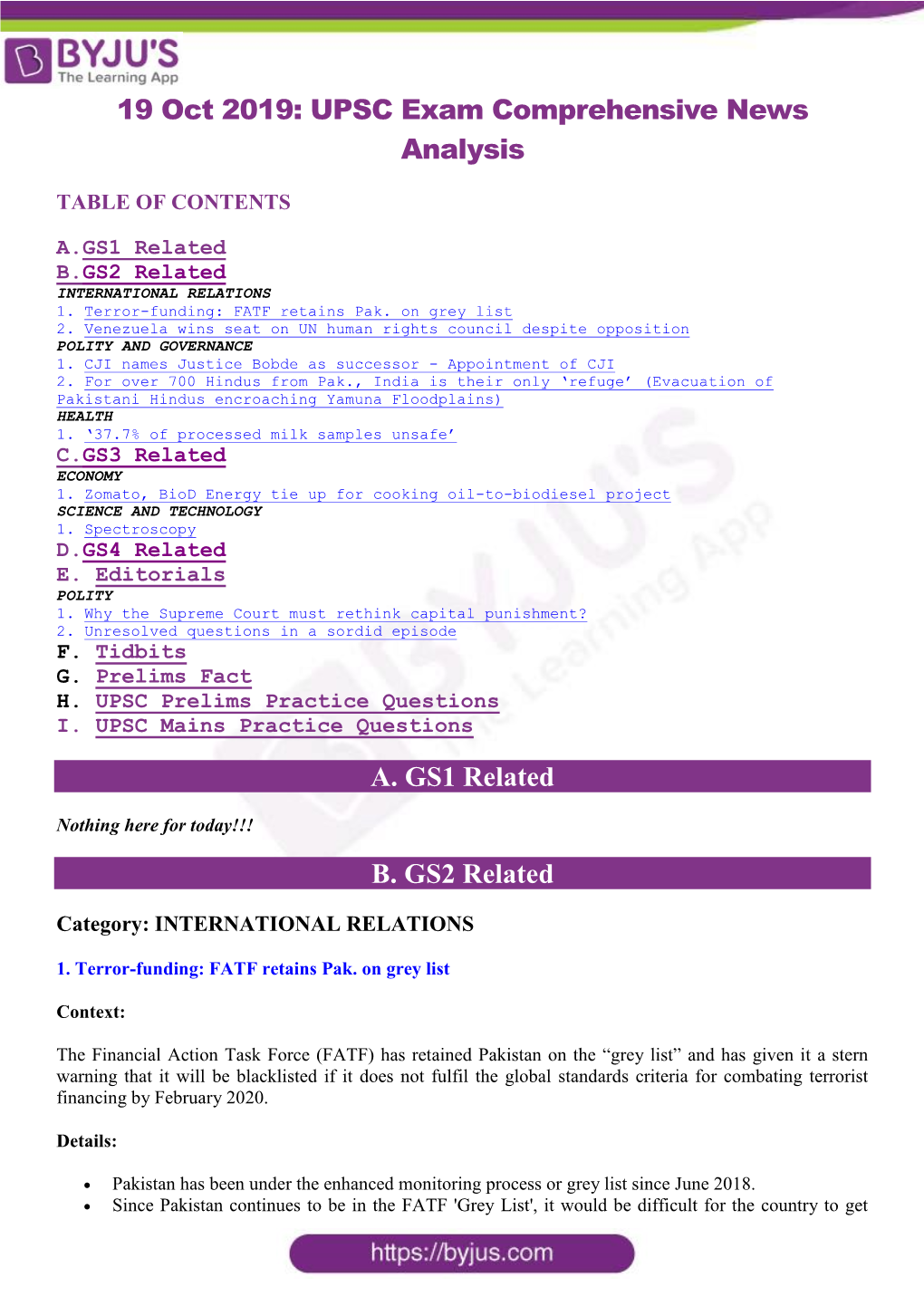 19 Oct 2019: UPSC Exam Comprehensive News Analysis