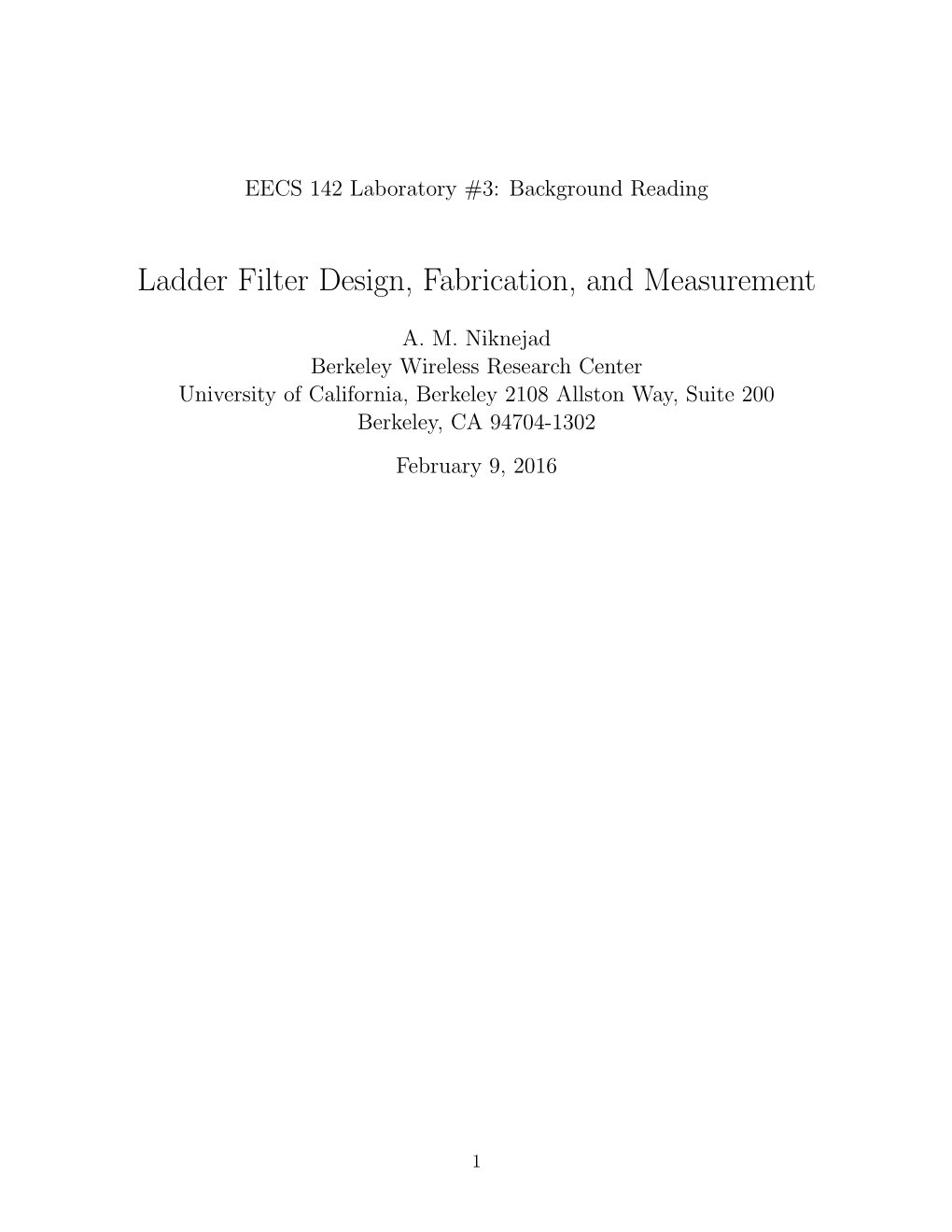 Ladder Filter Design, Fabrication, and Measurement