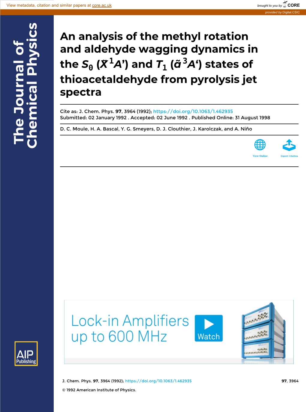 An Analysis of the Methyl Rotation and Aldehyde Wagging Dynamics in the S0