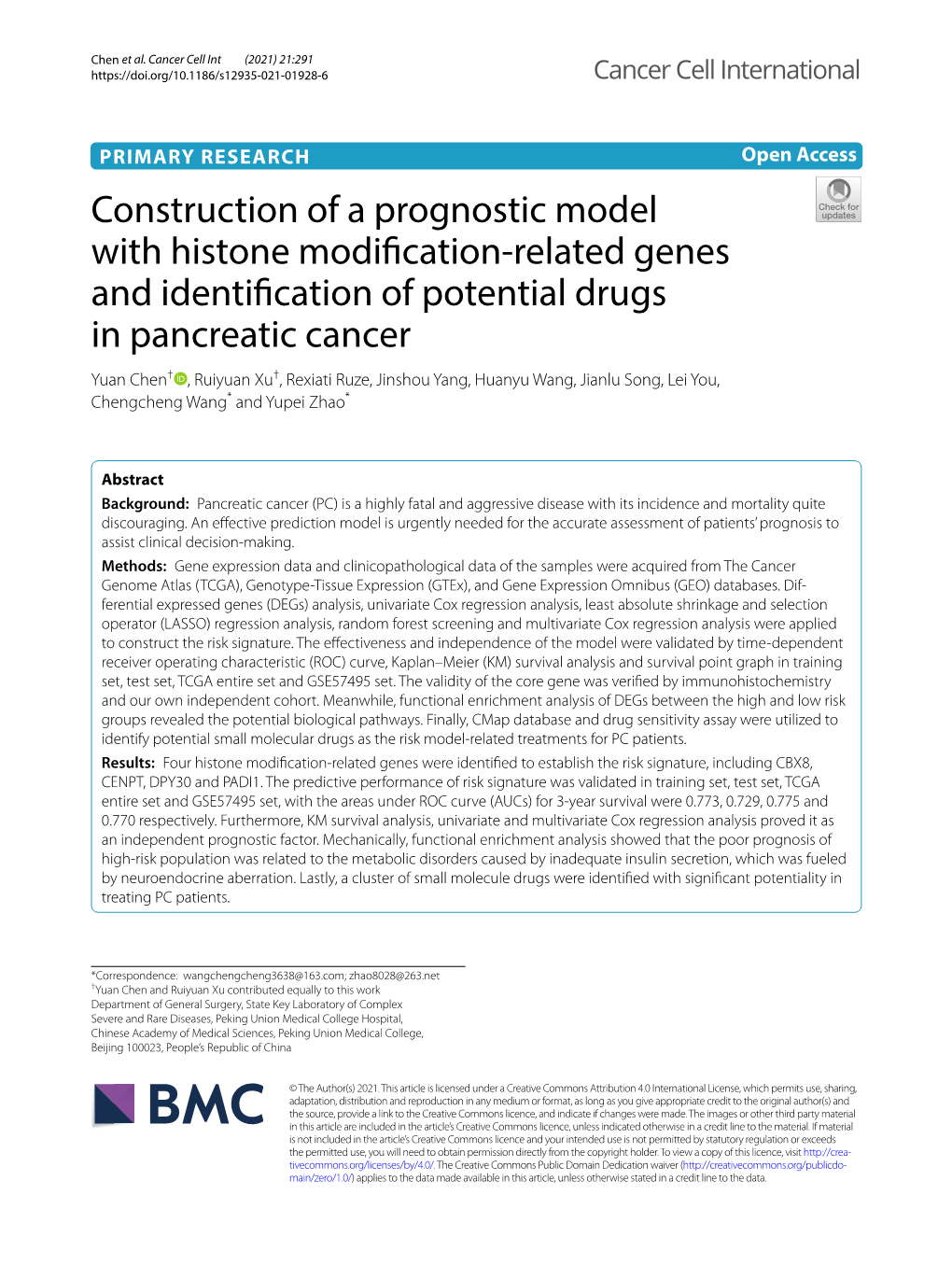 Construction of a Prognostic Model with Histone Modification-Related