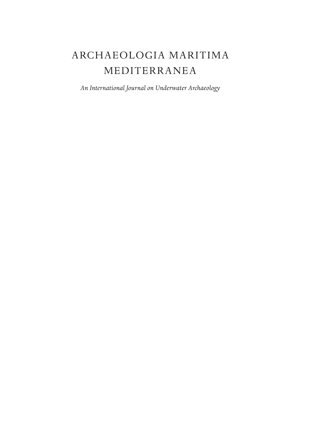 Archaeologia Maritima Mediterranea